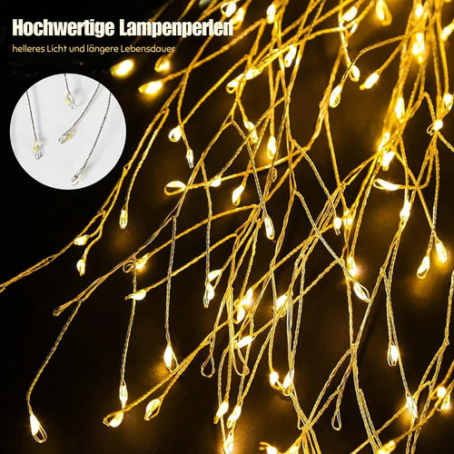 GlowWillow - 200 LED Außenbeleuchtung mit Weidenbaum Design, 8 Beleuchtungsmodi für Garten und Terrasse