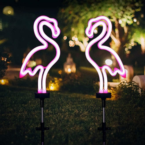 Neon Flamingo Solarlichter für Gartenwege (2er-Set)