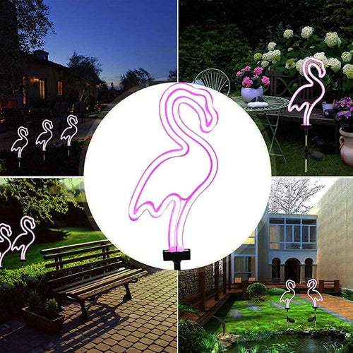 Neon Flamingo Solarlichter für Gartenwege (2er-Set)