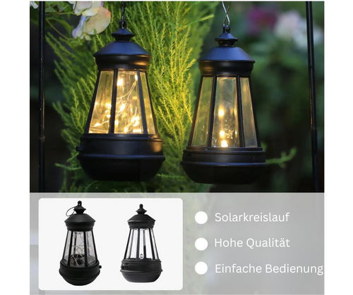 LumenLantern - Solar LED Kerosene Lampe für Garten und Terrasse, Retro Laterne mit LED
