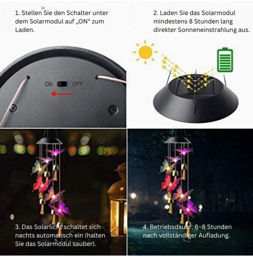 GlowFalter – Dekorative Solar-Klangspiele für Garten und Balkon mit sanften LED-Lichtern