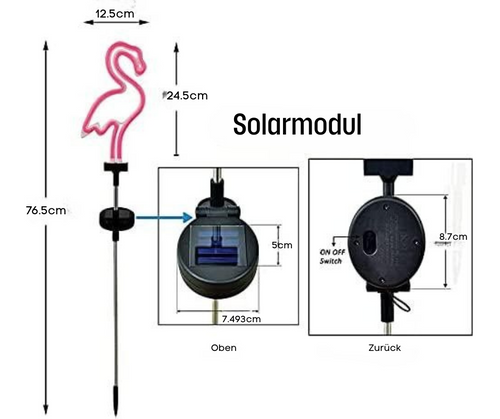 Neon Flamingo Solarlichter für Gartenwege (2er-Set)