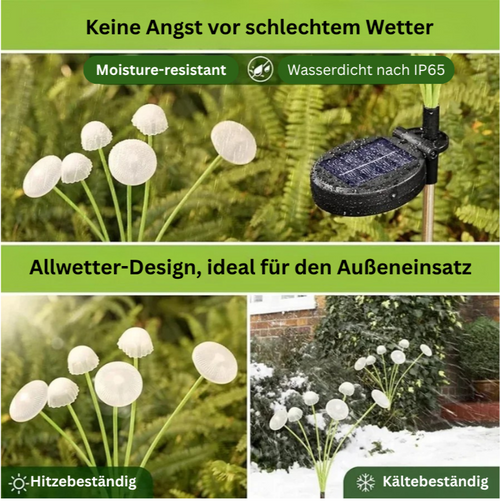 LumiMush - Solarbetriebene LED Gartenpilz-Lampe für Dekoration und Beleuchtung