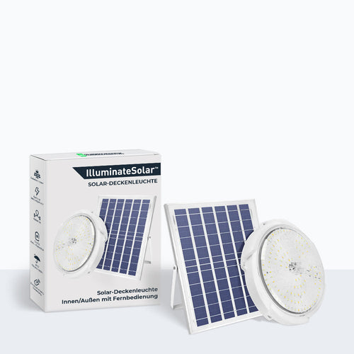 LumenCeil - Solar Deckenleuchte mit Fernbedienung für Innen- und Außenbereiche