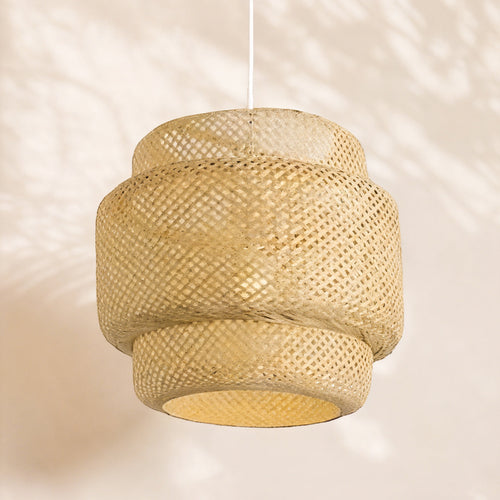DeckAura - Höhenverstellbare Deckenlampe für Wohnzimmer – Stilvolle Bambus Deckenleuchte mit E27-Fassung