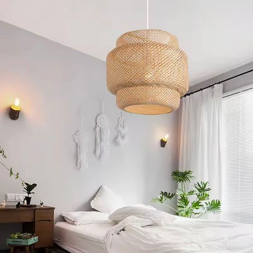 DeckAura - Höhenverstellbare Deckenlampe für Wohnzimmer – Stilvolle Bambus Deckenleuchte mit E27-Fassung