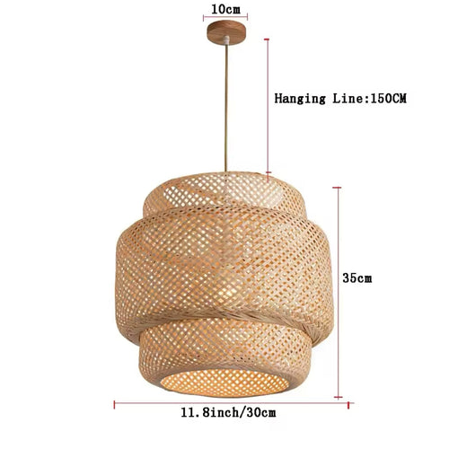 DeckAura - Höhenverstellbare Deckenlampe für Wohnzimmer – Stilvolle Bambus Deckenleuchte mit E27-Fassung