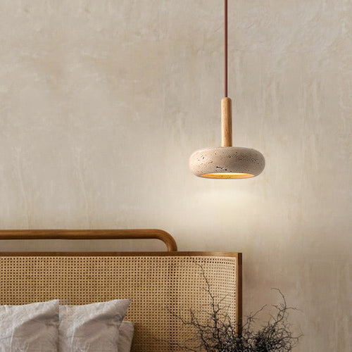 StrahlSchale - LED Deckenleuchte für Wohnzimmer – Retro-Modern aus Naturstein