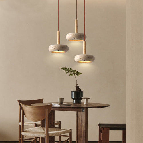 StrahlSchale - LED Deckenleuchte für Wohnzimmer – Retro-Modern aus Naturstein