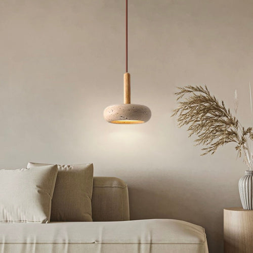 StrahlSchale - LED Deckenleuchte für Wohnzimmer – Retro-Modern aus Naturstein