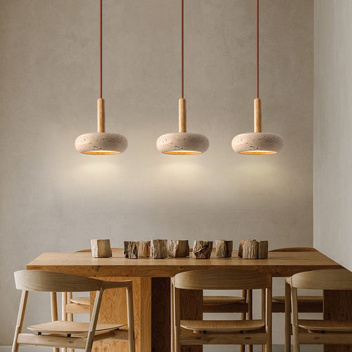 StrahlSchale - LED Deckenleuchte für Wohnzimmer – Retro-Modern aus Naturstein