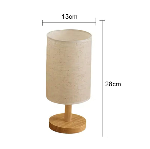 SchlummerGlühn - Moderne LED Tischlampe aus Holz und Leinen für Nachttisch & Schreibtisch, dimmbar mit 3 Lichtfarben