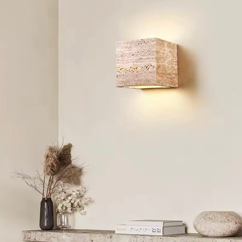 LichtTau - Wandleuchte Innen aus Travertin, Zylindrisch, Modern & Stilvoll