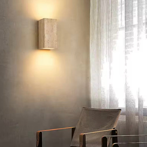 LichtTau - Wandleuchte Innen aus Travertin, Zylindrisch, Modern & Stilvoll
