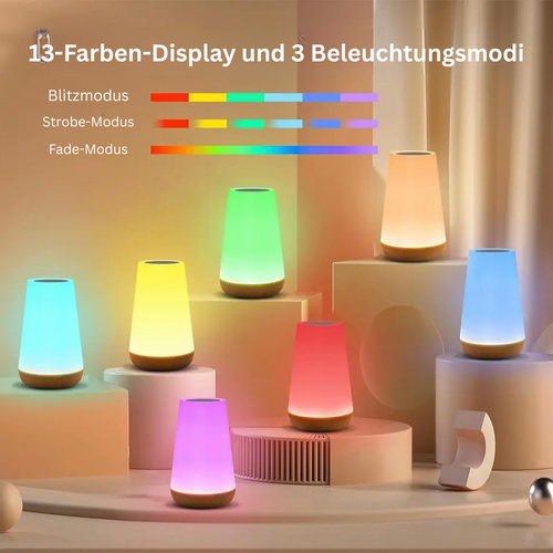 MondLeuchte - Dimmbare Akku Nachttischlampe mit Touch-Sensor & 13 Farben