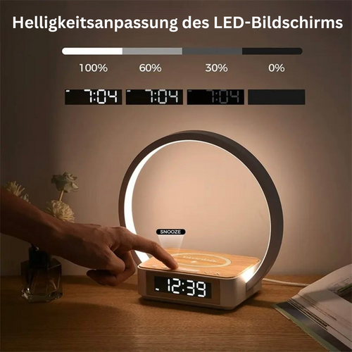 LichtHauch - Moderne Nachttischlampe mit Touch, LED und kabellosem Laden für stilvolles Schlafzimmer