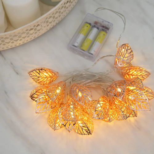 GlowFlora - LED Lichterkette mit Blätter-Design, ideal für Weihnachten und Garten