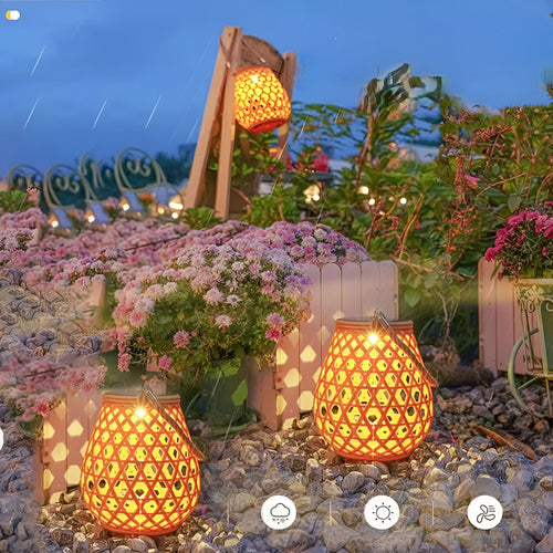 BambooLume - Solarbetriebene Gartenleuchte im Bambus-Design, ideal für den Außenbereich
