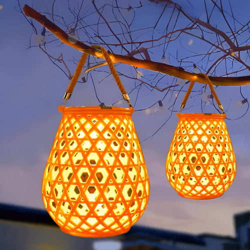 BambooLume - Solarbetriebene Gartenleuchte im Bambus-Design, ideal für den Außenbereich