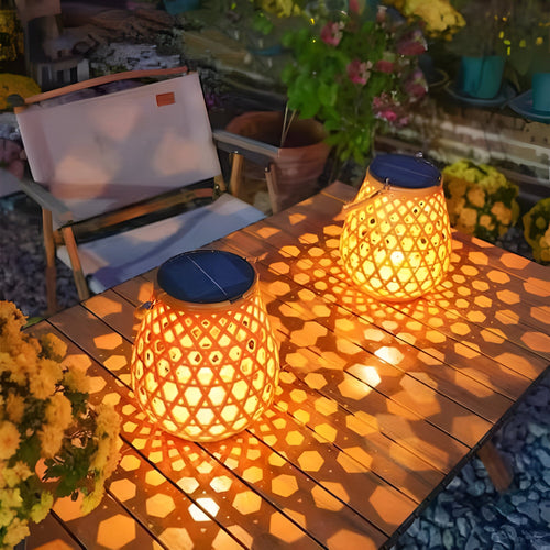 BambooLume - Solarbetriebene Gartenleuchte im Bambus-Design, ideal für den Außenbereich