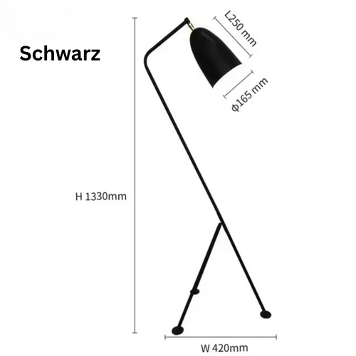 StandSchein - Höhenverstellbare Stehlampe Schwarz für Wohnzimmer - Modern & Energiesparend