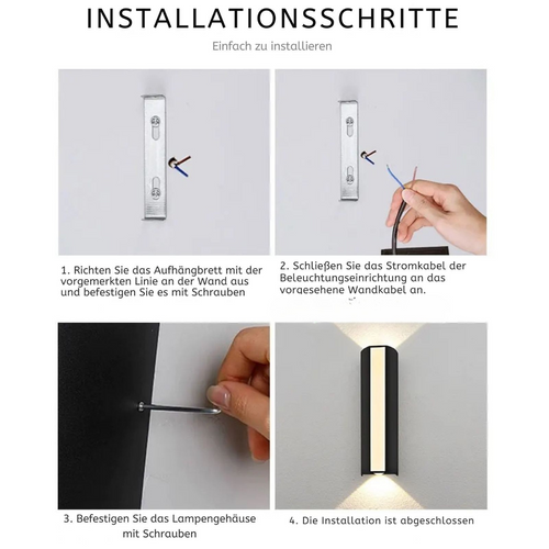 LumiBeam - Wasserdichte LED Wandlampe für Flur, Terrasse und Außenbereich