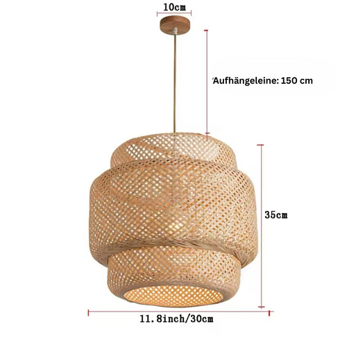 DeckAura - Höhenverstellbare Deckenlampe für Wohnzimmer – Stilvolle Bambus Deckenleuchte mit E27-Fassung