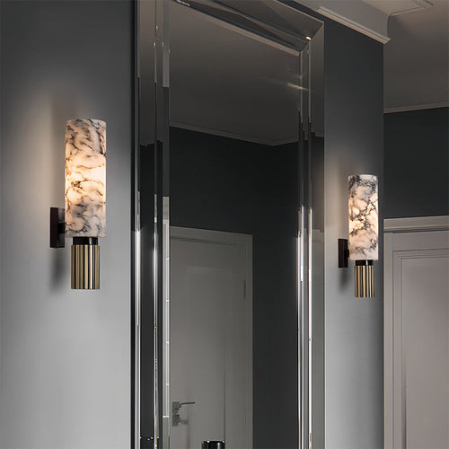 GlanzAura - Wandleuchte Schwarz aus Marmor für elegante Innenräume, moderne Wandlampe mit sanfter Beleuchtung