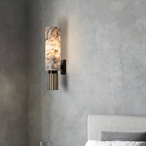 GlanzAura - Wandleuchte Schwarz aus Marmor für elegante Innenräume, moderne Wandlampe mit sanfter Beleuchtung