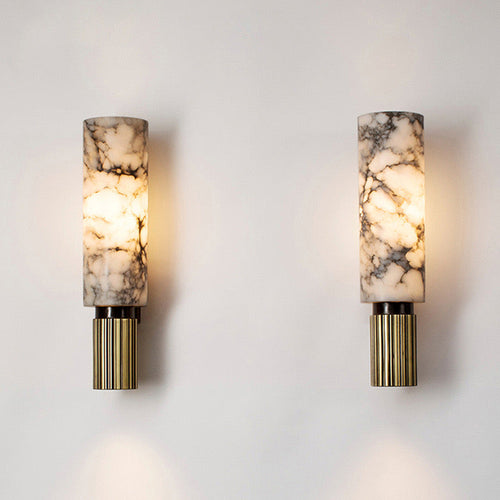 GlanzAura - Wandleuchte Schwarz aus Marmor für elegante Innenräume, moderne Wandlampe mit sanfter Beleuchtung