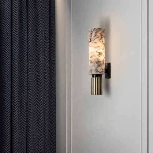 GlanzAura - Wandleuchte Schwarz aus Marmor für elegante Innenräume, moderne Wandlampe mit sanfter Beleuchtung