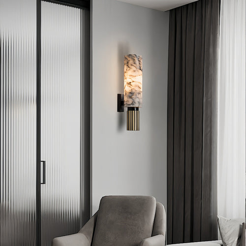 GlanzAura - Wandleuchte Schwarz aus Marmor für elegante Innenräume, moderne Wandlampe mit sanfter Beleuchtung