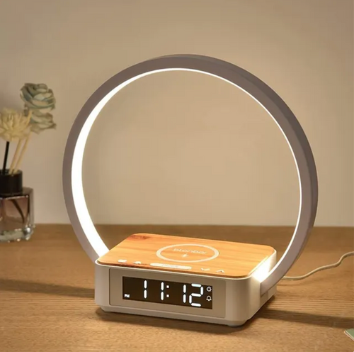 LichtHauch - Moderne Nachttischlampe mit Touch, LED und kabellosem Laden für stilvolles Schlafzimmer