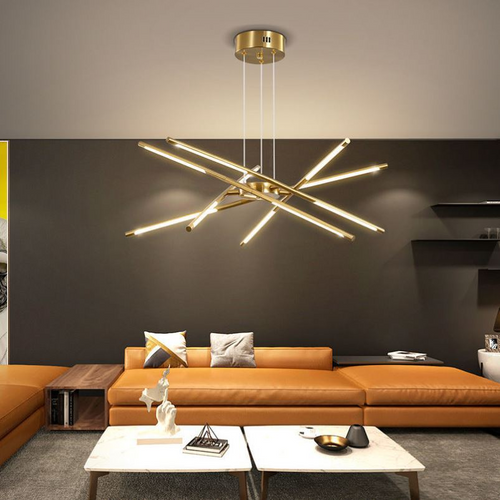 SchimmerKranz  - Moderner LED Kronleuchter in Gold für Wohnzimmer & Esszimmer, Dimmbar und Elegant