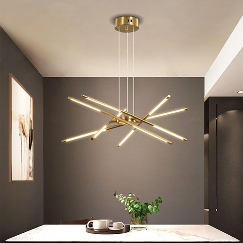 SchimmerKranz  - Moderner LED Kronleuchter in Gold für Wohnzimmer & Esszimmer, Dimmbar und Elegant