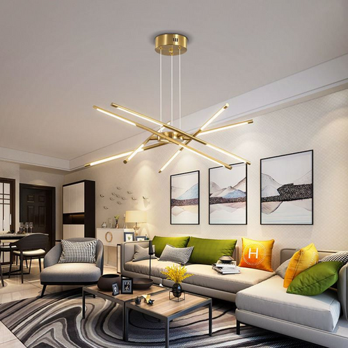 SchimmerKranz  - Moderner LED Kronleuchter in Gold für Wohnzimmer & Esszimmer, Dimmbar und Elegant