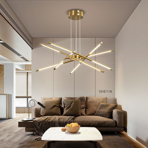 SchimmerKranz  - Moderner LED Kronleuchter in Gold für Wohnzimmer & Esszimmer, Dimmbar und Elegant