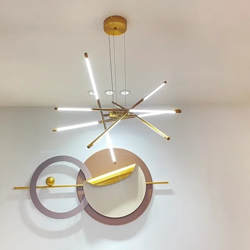 SchimmerKranz  - Moderner LED Kronleuchter in Gold für Wohnzimmer & Esszimmer, Dimmbar und Elegant