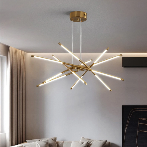SchimmerKranz  - Moderner LED Kronleuchter in Gold für Wohnzimmer & Esszimmer, Dimmbar und Elegant