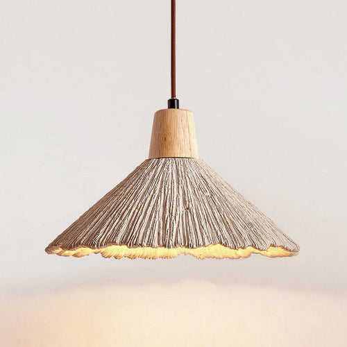 GlanzPendelo - LED Deckenleuchte für Wohnzimmer & Esszimmer – Handwerklich, Holz-Zementoptik, Diffuses Licht