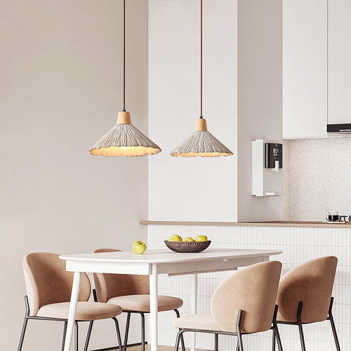 GlanzPendelo - LED Deckenleuchte für Wohnzimmer & Esszimmer – Handwerklich, Holz-Zementoptik, Diffuses Licht