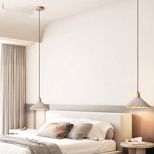 GlanzPendelo - LED Deckenleuchte für Wohnzimmer & Esszimmer – Handwerklich, Holz-Zementoptik, Diffuses Licht