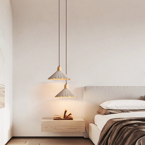 GlanzPendelo - LED Deckenleuchte für Wohnzimmer & Esszimmer – Handwerklich, Holz-Zementoptik, Diffuses Licht