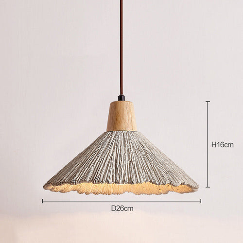 GlanzPendelo - LED Deckenleuchte für Wohnzimmer & Esszimmer – Handwerklich, Holz-Zementoptik, Diffuses Licht