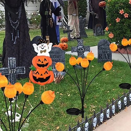 PumpkinGlow - Solarbetriebene LED Gartenlampe in Kürbisform für Halloween Dekoration