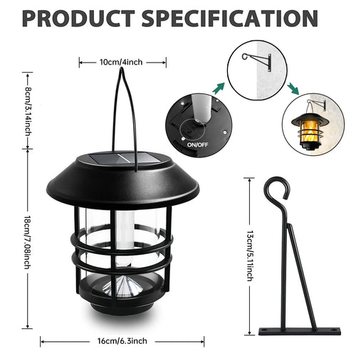 SolarFlicker - Solarbetriebene LED Hängelampe mit Flackerflammen für den Außenbereich
