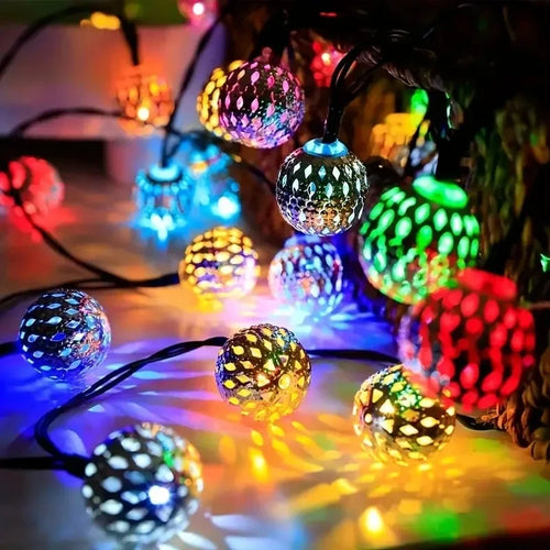 LumenBall - Solar Marokkanische Kugelleuchte für den Garten, 8 Modi für Außenbeleuchtung