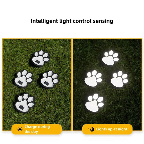 LumenPaw - Solarbetriebene Hundepfoten-Gartenleuchte mit LED, für Balkon und Garten