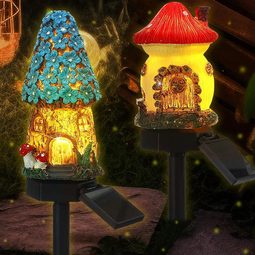 GlowMush - Solarbetriebene Pilzhaus LED Lampe für Garten und Außenbereich, wasserdicht