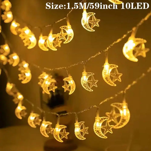 StarLumen - Eid Mubarak LED Lichterkette mit Mond und Sternen Design